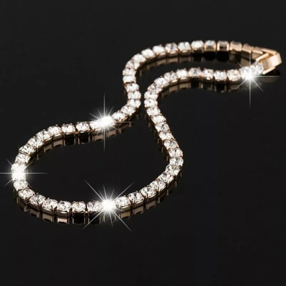 3-5mm Silver Full Drill Fine Tennis Bracelet